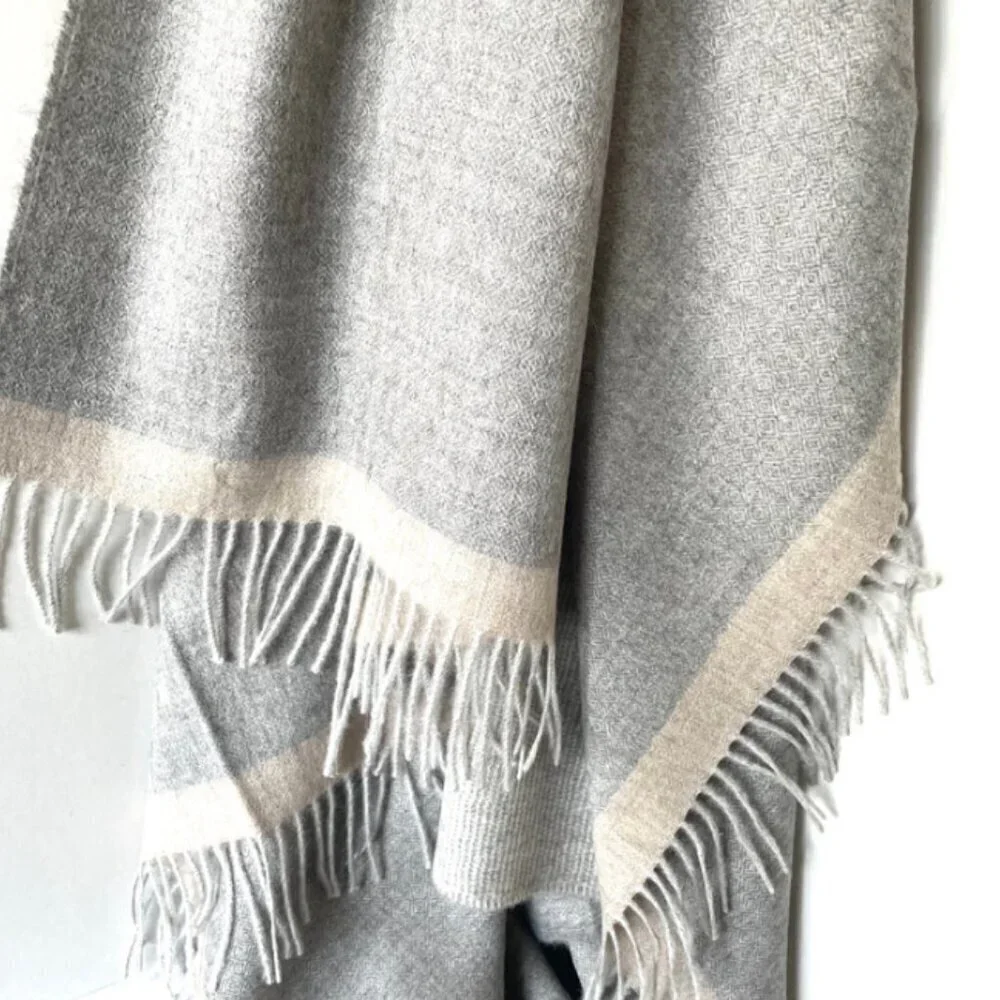 ARTZNL 100% Baby Alpaca ECO Throw Undyed Blanket Large Gray All Season Luxury